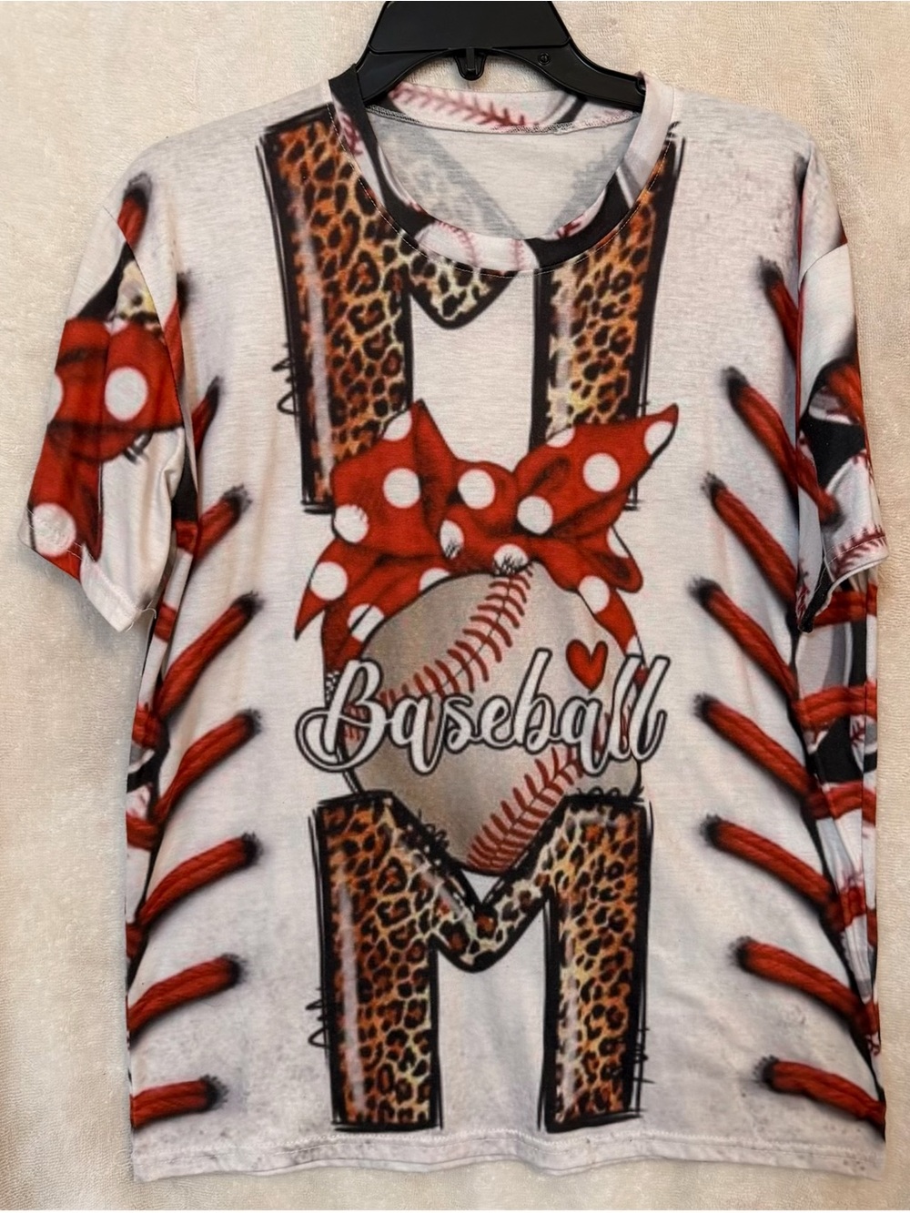 White & Red Baseball Graphic Tee - Cute Polka Dot Bow